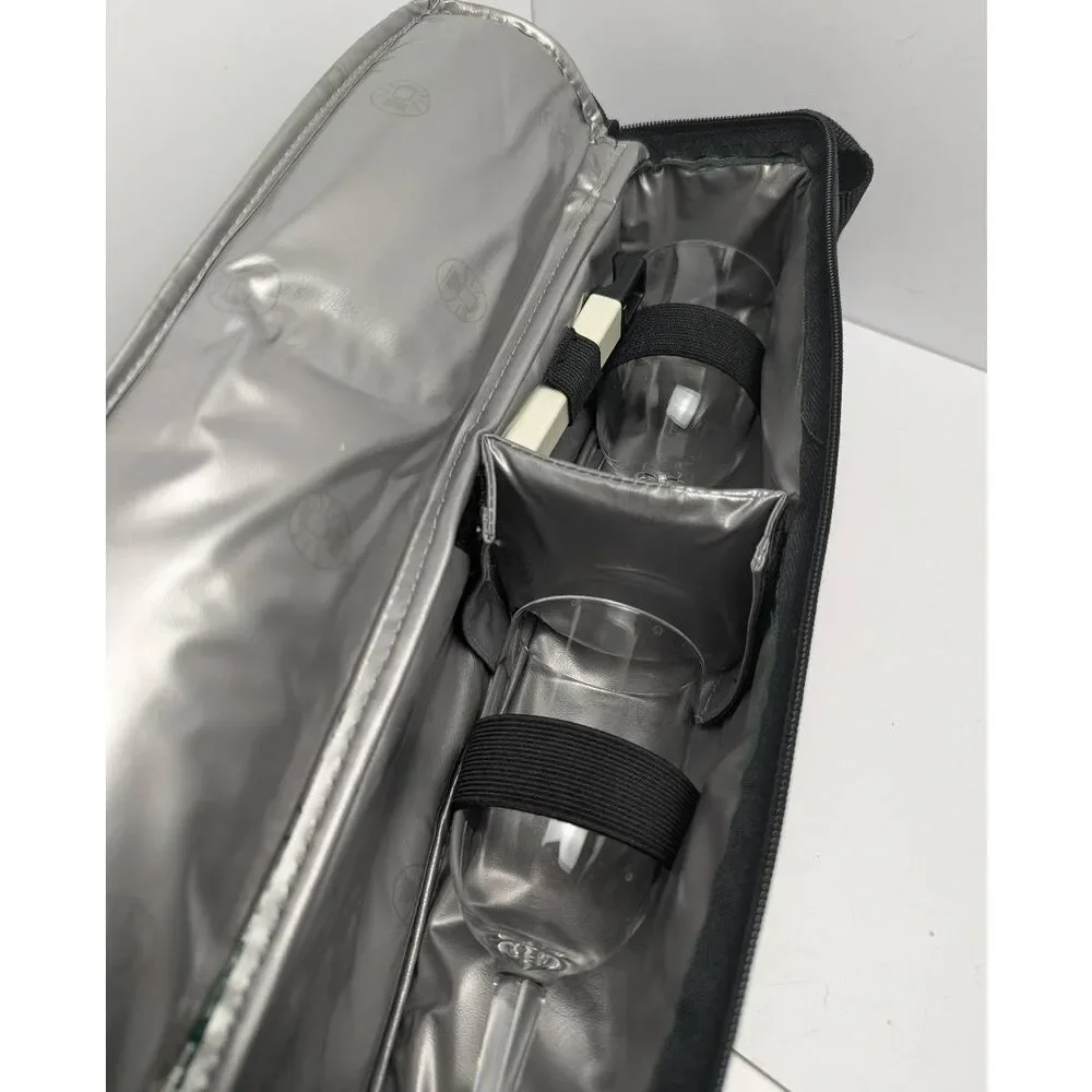 Coleman travel insulated beverage carrier for wine bottles w/ glasses & opener